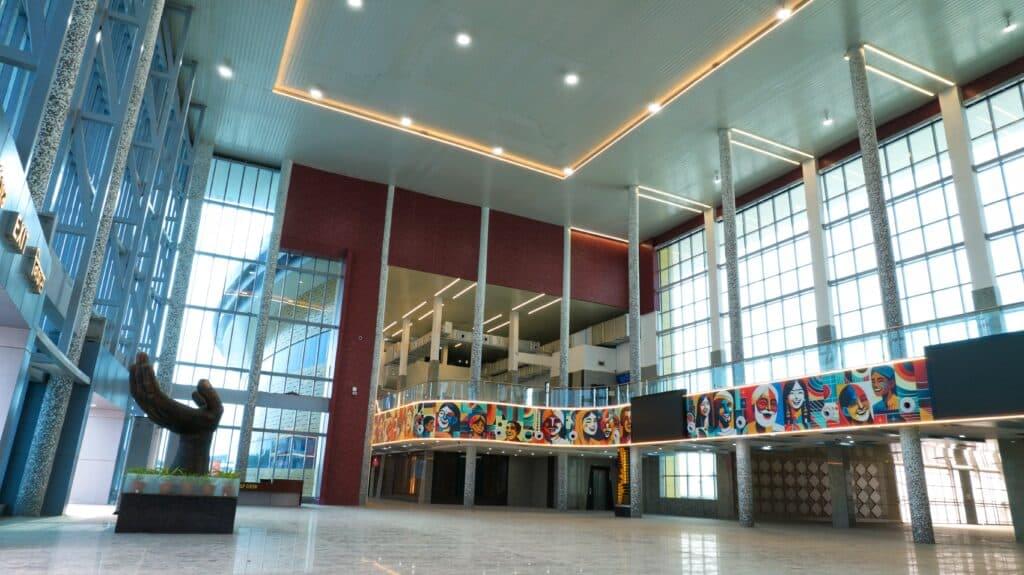 Exterior approach view of Charlapalli Railway Terminal (CHZ) designed by RR Architects & Associates, highlighting modern public infrastructure architecture in Telangana